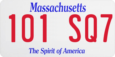 MA license plate 101SQ7