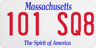 MA license plate 101SQ8
