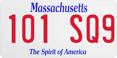 MA license plate 101SQ9