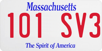 MA license plate 101SV3