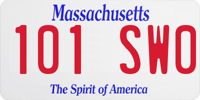 MA license plate 101SW0