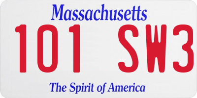 MA license plate 101SW3