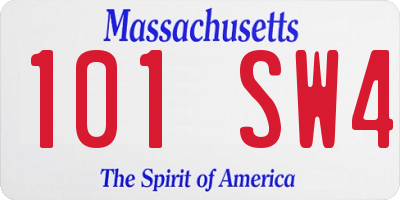 MA license plate 101SW4