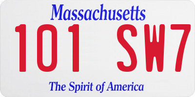 MA license plate 101SW7