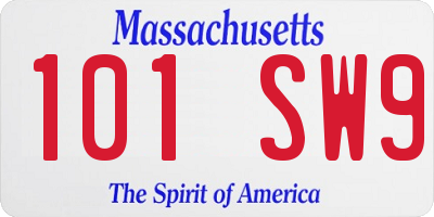 MA license plate 101SW9