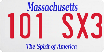 MA license plate 101SX3