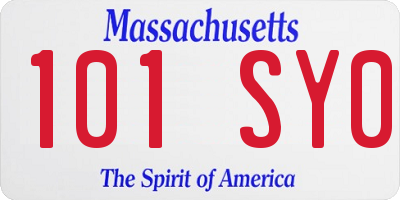 MA license plate 101SY0