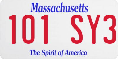 MA license plate 101SY3