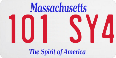 MA license plate 101SY4