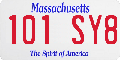 MA license plate 101SY8