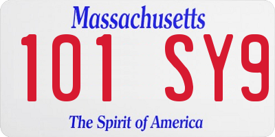 MA license plate 101SY9