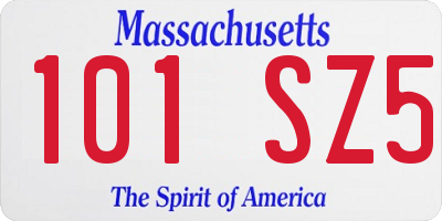 MA license plate 101SZ5