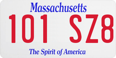 MA license plate 101SZ8