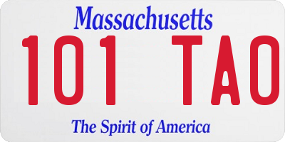 MA license plate 101TA0