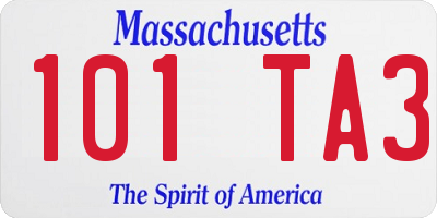 MA license plate 101TA3