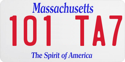 MA license plate 101TA7