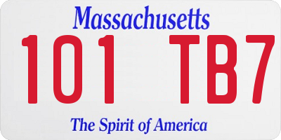 MA license plate 101TB7