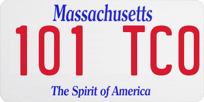 MA license plate 101TC0