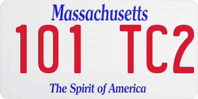 MA license plate 101TC2