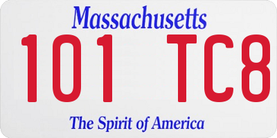 MA license plate 101TC8