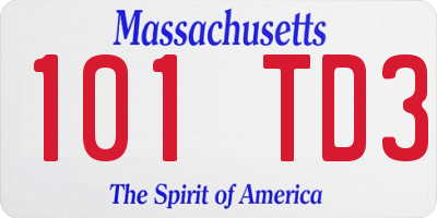 MA license plate 101TD3