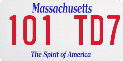 MA license plate 101TD7