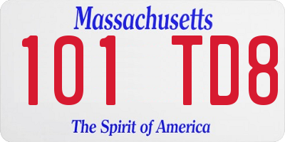 MA license plate 101TD8