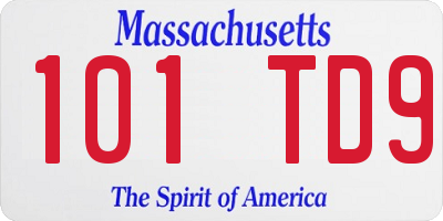 MA license plate 101TD9