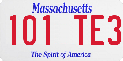 MA license plate 101TE3