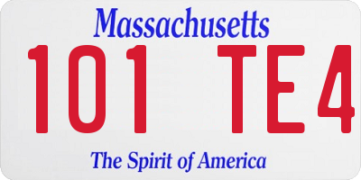 MA license plate 101TE4