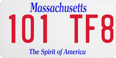 MA license plate 101TF8