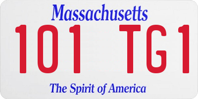 MA license plate 101TG1