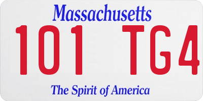 MA license plate 101TG4