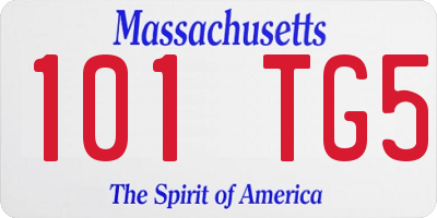 MA license plate 101TG5