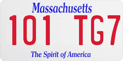 MA license plate 101TG7