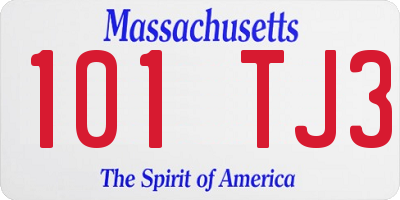 MA license plate 101TJ3