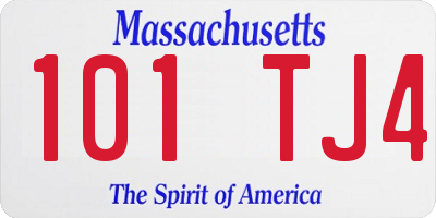 MA license plate 101TJ4