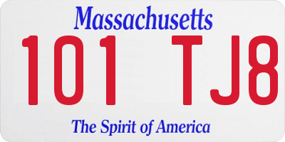 MA license plate 101TJ8