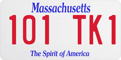 MA license plate 101TK1