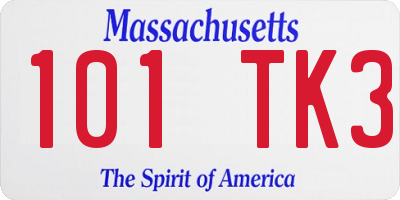 MA license plate 101TK3