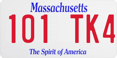 MA license plate 101TK4