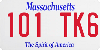 MA license plate 101TK6