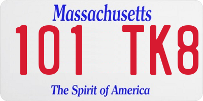 MA license plate 101TK8