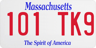 MA license plate 101TK9