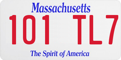 MA license plate 101TL7