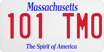 MA license plate 101TM0