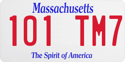 MA license plate 101TM7