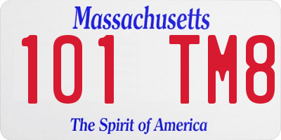 MA license plate 101TM8