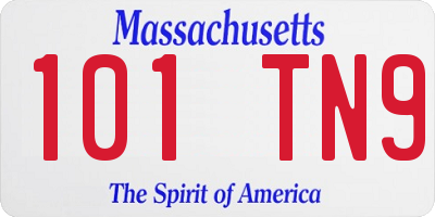 MA license plate 101TN9