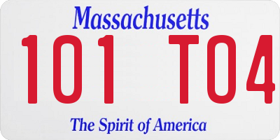 MA license plate 101TO4